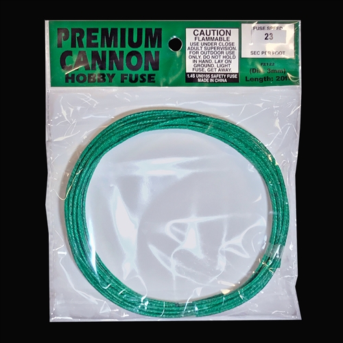 Premium Cannon Fuse, 3mm - 20 foot rolls - 25 Second Per Foot Burn Time